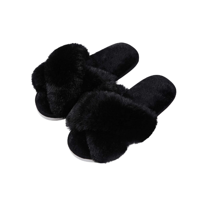 Justene - Criss Cross Faux Fur Slippers